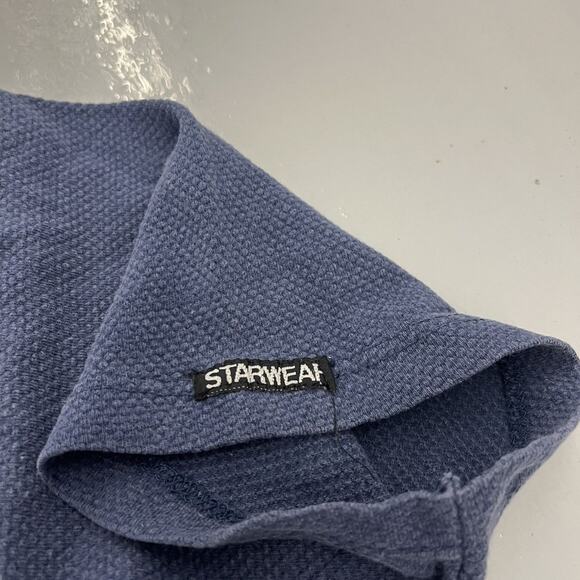 Vintage 90s Starwear Navy Textured Cotton Boxy T-Shirt - Picture 3 of 3